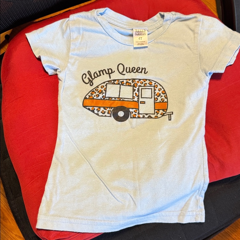 Glamp Queen Light Blue Graphic Camping 
T-Shirt in Size 4T.
